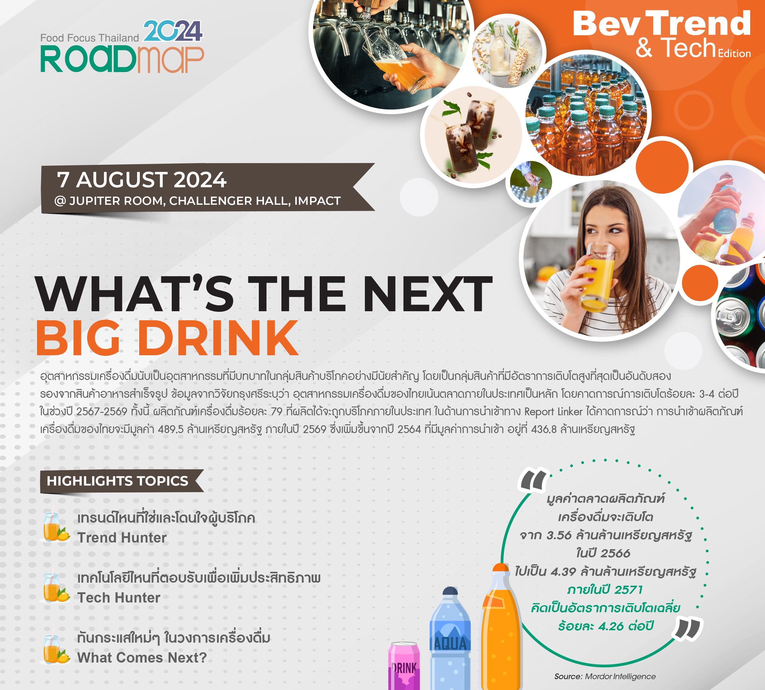 เตรียมพบกับเทรนด์และเทคโนโลยีใหม่ในอุตสาหกรรมเครื่องดื่ม | Food Focus Thailand Roadmap: Bev Trend & Tech Edition 2024